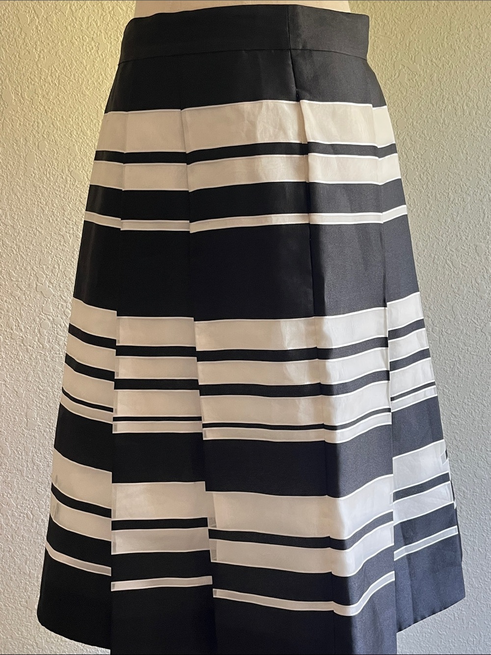 kate spade Black and White Horizontal Stripe A-Line Skirt